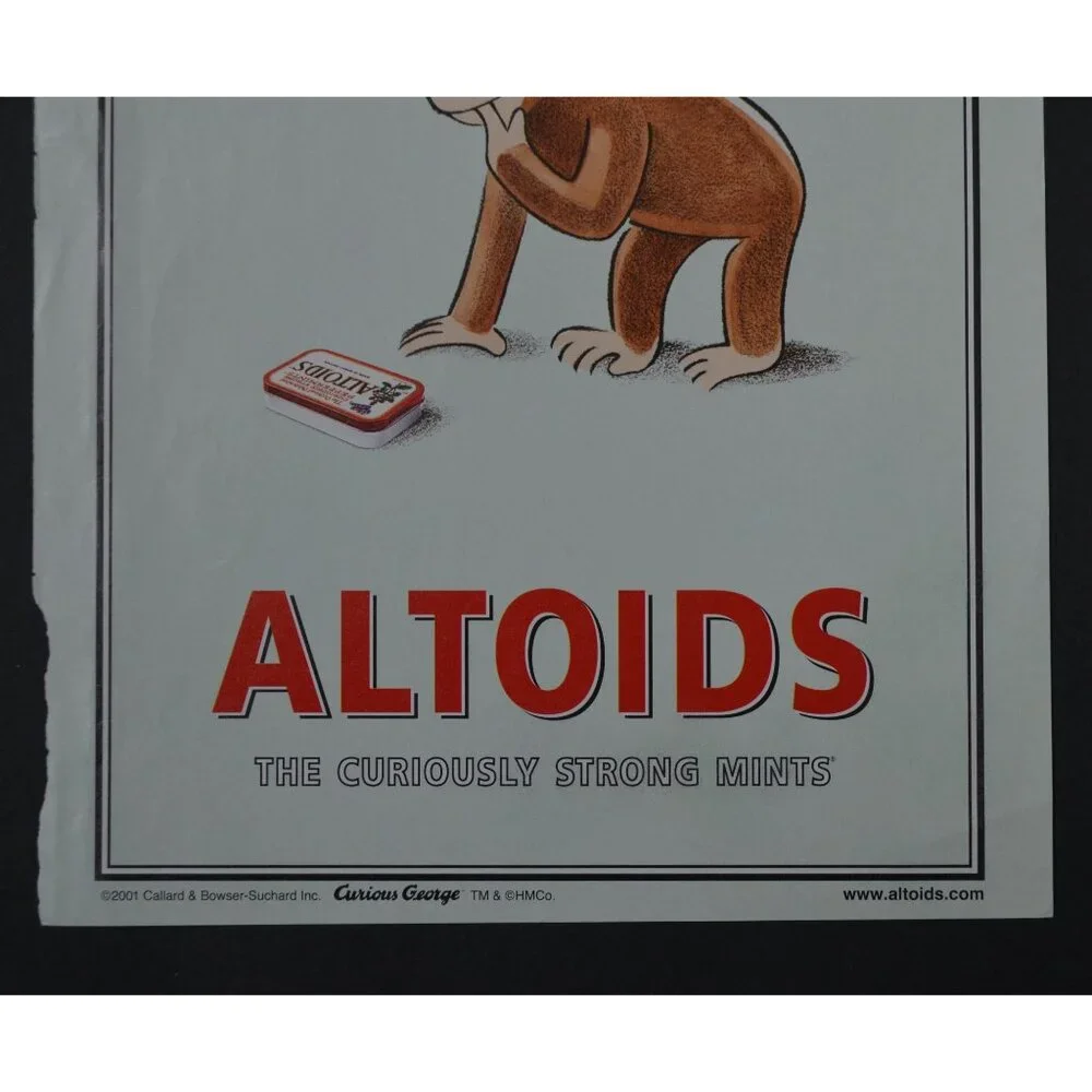 Altoids + Curious George Magazine Ad 2001 Vintage Peppermints Curiously Strong - Picture 4 of 5